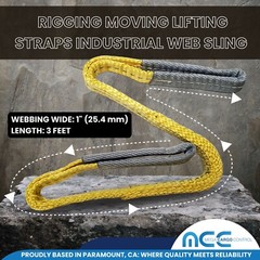 1 Pack 1″ x 3ft 2 Ply Polyester Flat Eye Lifting Sling Strap Web Sling 3100 lbs