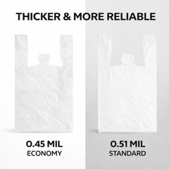 Bags 1/6 Large 21 x 6.5×11.5 .51 Mil T-Shirt Plastic Grocery Shopping Bags Clear