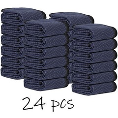 80″x72″ Furniture 24 Moving Blankets Protective Shipping Packing Pads Blue/Black