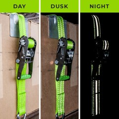 VULCAN High-Viz 2”x15′ Ratchet Straps, Wire J-Hooks, 3300 lbs. SWL, 2 Pack
