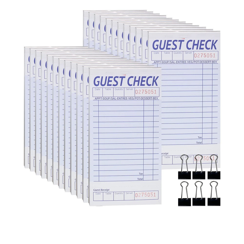suituts 24 Pack Guest Check Book Board/Pads, Double-sided(24 books), White