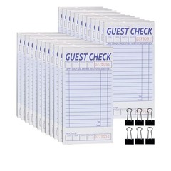 suituts 24 Pack Guest Check Book Board/Pads, Double-sided(24 books), White