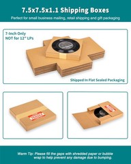 7″ 45 RPM Vinyl Record Mailers (NOT for 12″ LPs), 7.5″ x 7.5″ x 1.1″ Thin Kra…