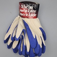 BOSS UNISEX ADULT FLEXI GRIP KNIT WORK GLOVES BREATHABLE sz L BLUE WHITE 3 PACK
