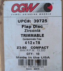 Lot Of 7 – CGW Flap Disc 4-1/2 x 7/8 ( #41706 Z-120. New Open Box