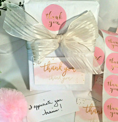 150 pcs Thank You Business Cards 3.5×2″, Thank You Stickers, Pink Gold