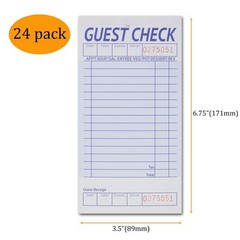 suituts 24 Pack Guest Check Book Board/Pads, Double-sided(24 books), White
