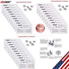 Dental Orthodontic Metal Bracket Braces Standard Roth/MBT 022 3/345 Hooks Y