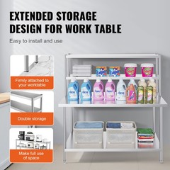 VEVOR Double Overshelf Stainless Steel Overshelf 12×60/48/72 in for Prep Table