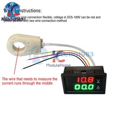 DC0-300V 50/100/200/400A Digital Current Voltage Meter Hall Ammeter Voltmeter