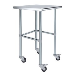 24 in. x 24 in. Stainless Steel Work Table Open Base & Wheels | Mobile Table