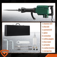 Demolition Jack Hammer Concrete Breaker 3000W Electric Hammer W/ 2 Chisel Bit