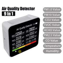 Multi-function Air Quality Monitor For Home Use 9-in-1 Detector W/LED Display