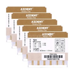 AZDENT Dental Endodontic Gold Taper NITI Rotary Files Engine Use 25mm 6PCS/Packs