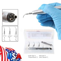 FDA Dental Piezo Air Ultrasonic Scaler 4-Hole Handpiece with 3 Scaler inserts US