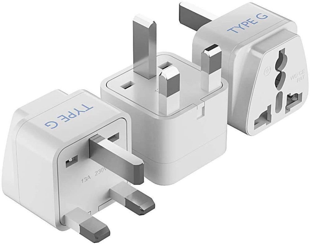 Ceptics UK, Hong Kong, Ireland, UAE Travel Plug Adapter (Type 3 Pack, White