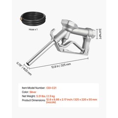 Uimoso 3/4 in NPT Automatic Fuel Nozzle with 0.78 in Spout and 10 ft Hose