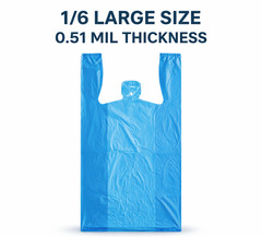 Large Blue Grocery Carryout T-Shirt Bags 1/6 21×6.5×11.5 0.51 Mil Unprinted