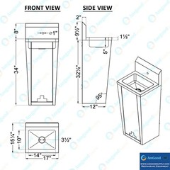 10 in. x 14 in. Hands-Free Hand Sink With Pedestal Base