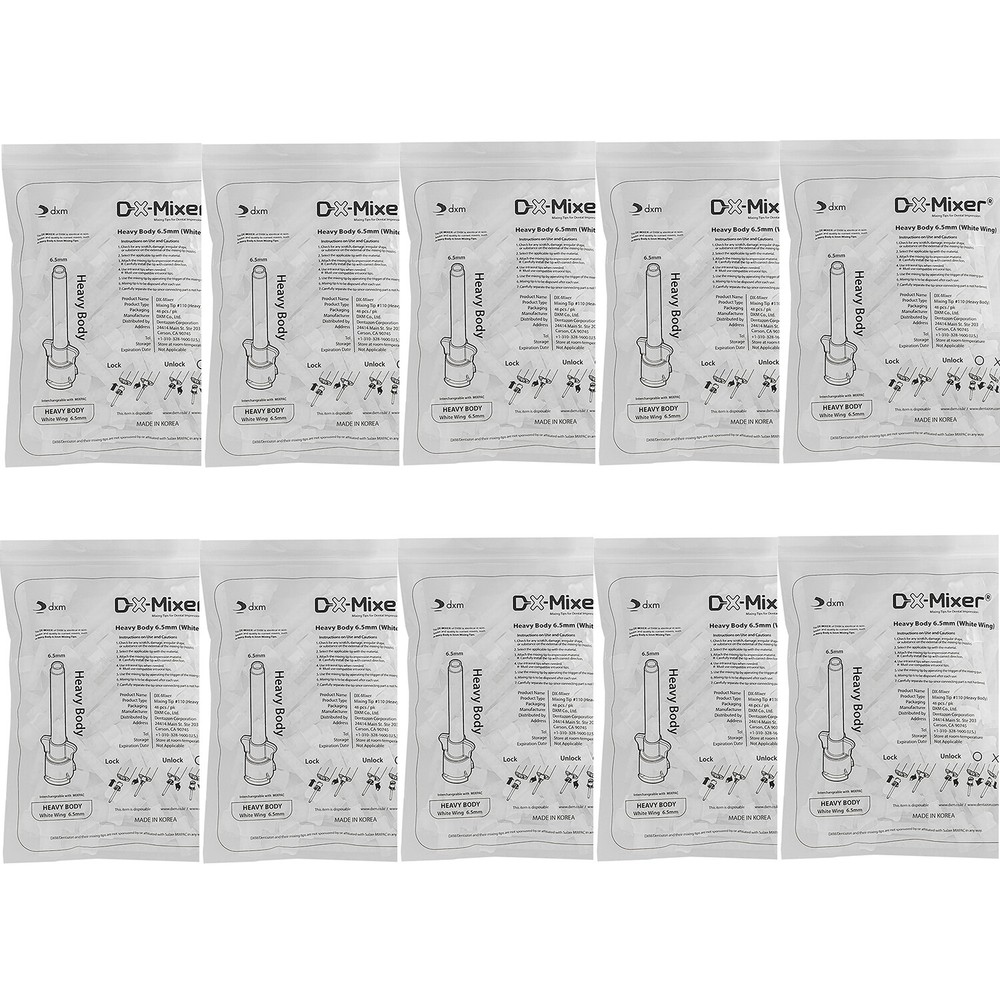 480pcs DX-Mixer Mixing Tips Dental Impression Heavy Body 6.5mm White Wing FDA