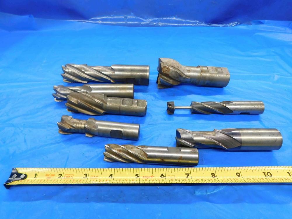 8PCS MODIFIED HSS END MILLS VARIOUS SIZES FROM 45/64 – 59/64 ROUGHING SQUARE