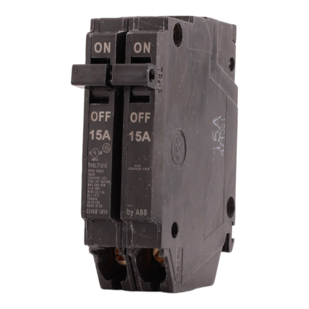NEW GE THQLT1515 15A/15A 2-1P 120/240V Tandem Plug-In Circuit Breaker