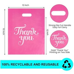 100 Pcs Pink 12×15″ Thank You Bags, Shopping Bags 1 count (Pack of 100),