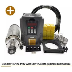 1.5KW Air Cooled Spindle VFD 110V/220V with 11 or 16 Collets+Clamp Mount+Wire