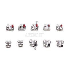 10 Packs Dental Orthodontic Bracket Brace Standard Roth 022 Hooks 3 Metal AZDENT