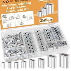 zDwfDc 285PCS 8 Sizes Aluminum Crimping Loop Sleeve Cable Crimps, 3/64” 1/16…