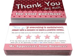 for eBay Seller Thank You For Your Purchase Cards Notes Pink Set 50 250 500 1000