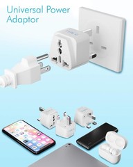Ceptics UK, Hong Kong, Ireland, UAE Travel Plug Adapter (Type 3 Pack, White