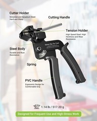 LEENUE Stainless Steel Cable Tie Gun Kit – 100 Pcs 11.8” Zip Ties, Black