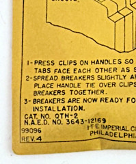ITE / SIEMENS **LOT OF 10** QTH-2 – HANDLE TIES – FOR TYPE QT – NEW OLD STOCK