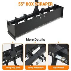 55″ Tow Behind Box Scraper 3-Point Quick Hitch Box Blade For Category 1 Tractor
