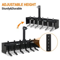 55″ Tow Behind Box Scraper 3-Point Quick Hitch Box Blade For Category 1 Tractor