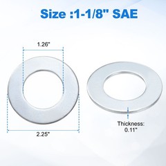 5Pcs 1-1/8″ Carbon Steel SAE Flat Washers 1.26″ x 2.25″ x 0.11″ Silver Tone