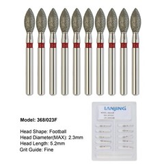 Dental Diamond Burs Football Bur 368/023F Pointed Fine Grit FG High Speed Burr