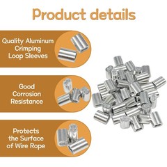 zDwfDc 285PCS 8 Sizes Aluminum Crimping Loop Sleeve Cable Crimps, 3/64” 1/16…