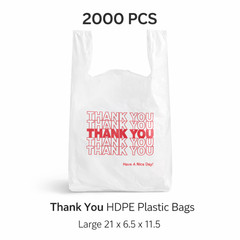 2000 Thank You T-Shirt Plastic Bags Large 21×6.5×11.5 Grocery Retail Store Bulk