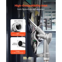 Uimoso 3/4 in NPT Automatic Fuel Nozzle with 0.78 in Spout and 10 ft Hose