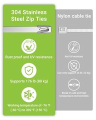 LEENUE Stainless Steel Cable Tie Gun Kit – 100 Pcs 11.8” Zip Ties, Black