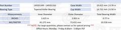 [1 Set] Cone LM501349 Cup LM501310 Tapered Roller Bearing 1.625″ x 2.89″ x 0.77″