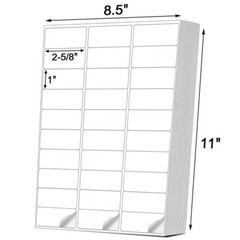 2000 Sheets Shipping Labels 1 x 2 5/8 30Up Adhesive Mailing Address Laser Inkjet