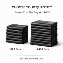 0.67 Mil Medium Duty Black T-Shirt Bags 1/6 Large 21×6.5×11.5 1000 or 2000
