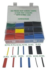 560 PCS. 2:1 HEAT SHRINK TUBING TUBE SLEEVING WRAP CABLE WIRE 5 COLORS 12 SIZES