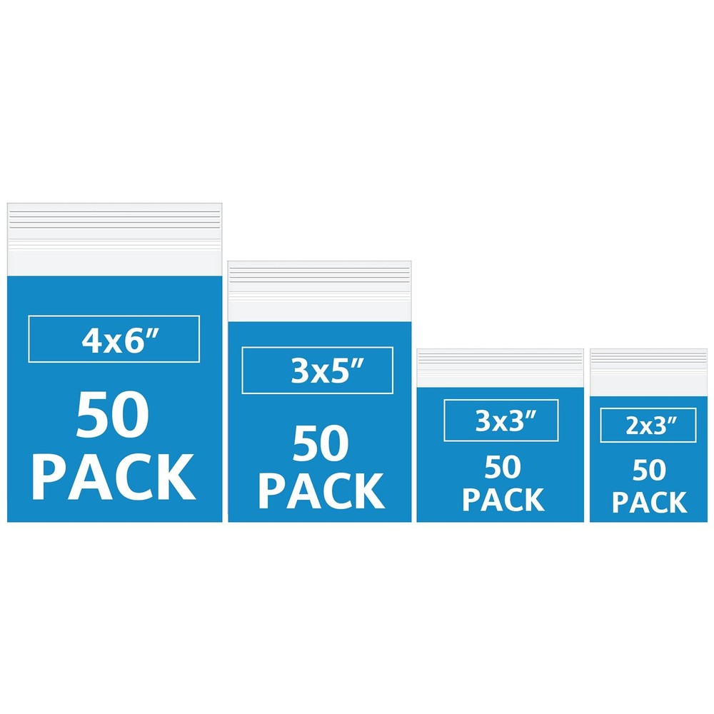 200 Pack Small Plastic Bags For Jewelry, Mini Baggies 4 Assorted Sizes. 2×3 3…