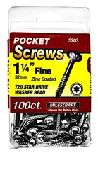 Milescraft 5203 Wood Pocket Hole Screws – #7 1 Count (Pack of 100), As shown