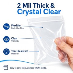 200 Pack Small Plastic Bags For Jewelry, Mini Baggies 4 Assorted Sizes. 2×3 3…