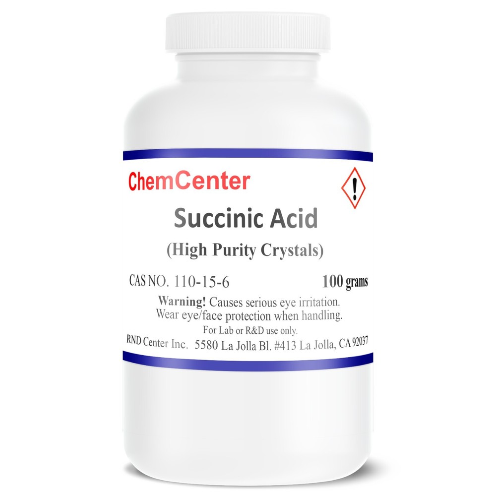 Succinic Acid, High Purity, Crystalline Powder, 500 grams